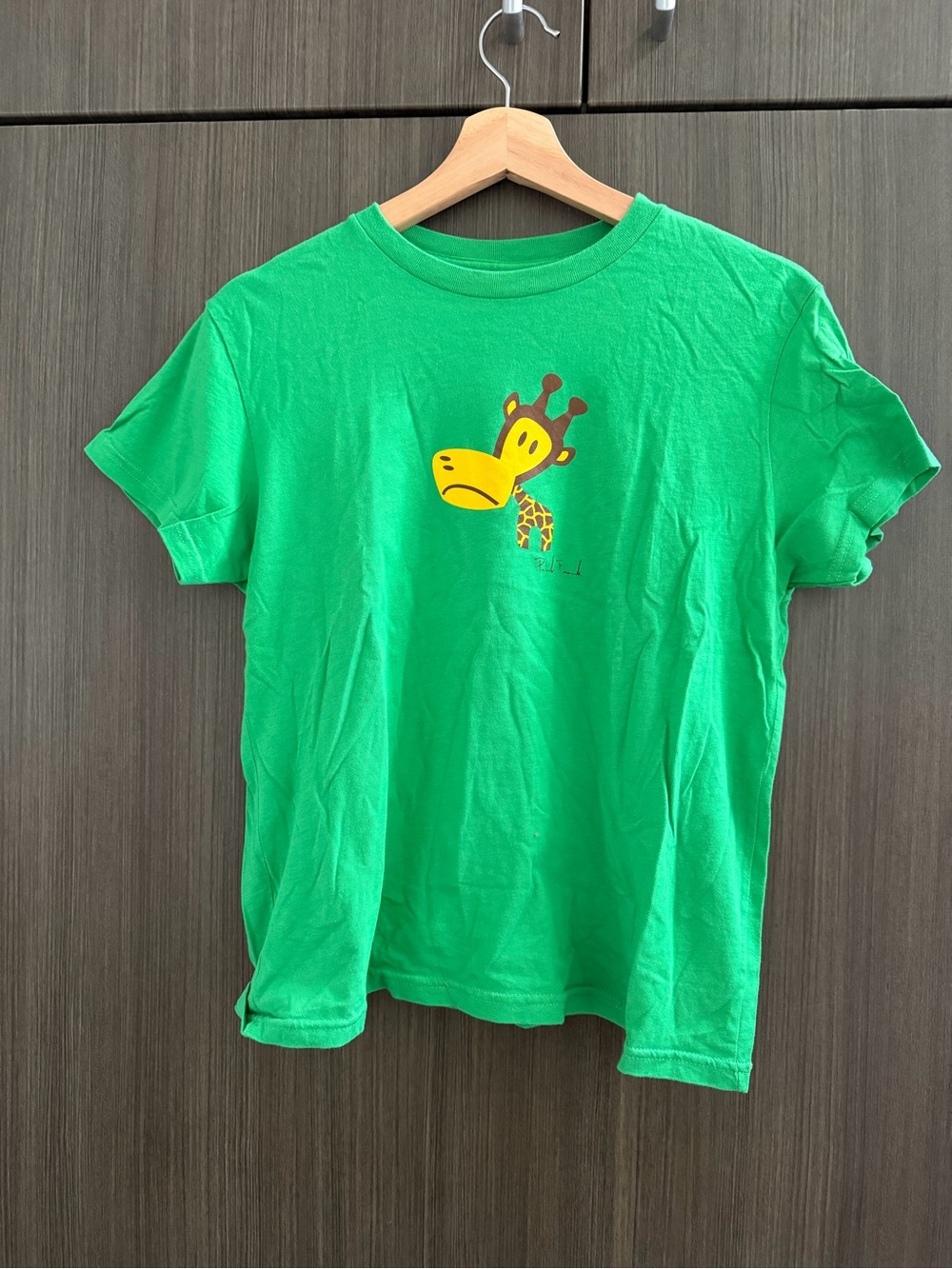 Paul Frank Green Short Sleeve Tee with Yellow Giraffe Graphic
